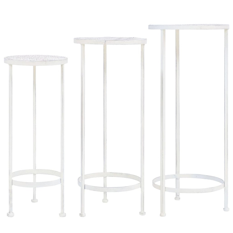 Vidaxl 3 partes de stand stand de estilo vintage de metal blanco antiguo