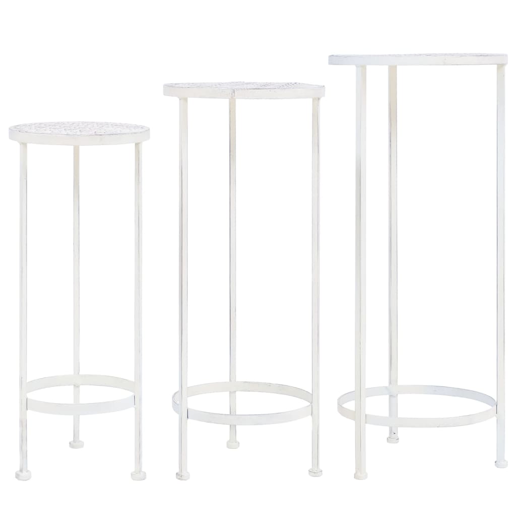 Vidaxl 3 partes de stand stand de estilo vintage de metal blanco antiguo