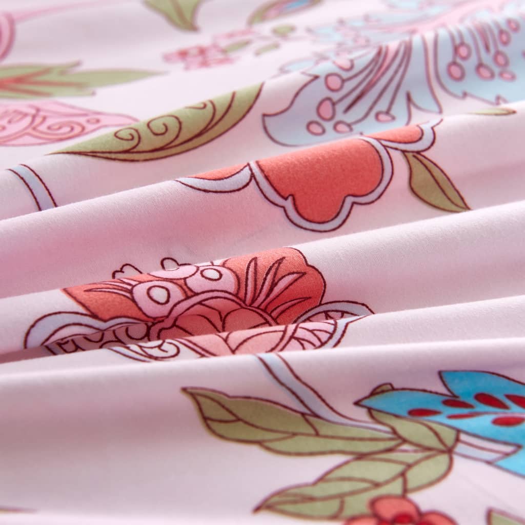 Vidaxx juego de funda nórdica flores a rayas 200x220 80x80 cm rosa