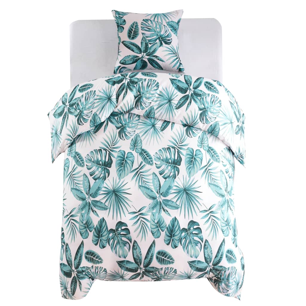 Vidaxl dekbedovertrekset bladeren 140x200 60x70 cm groen