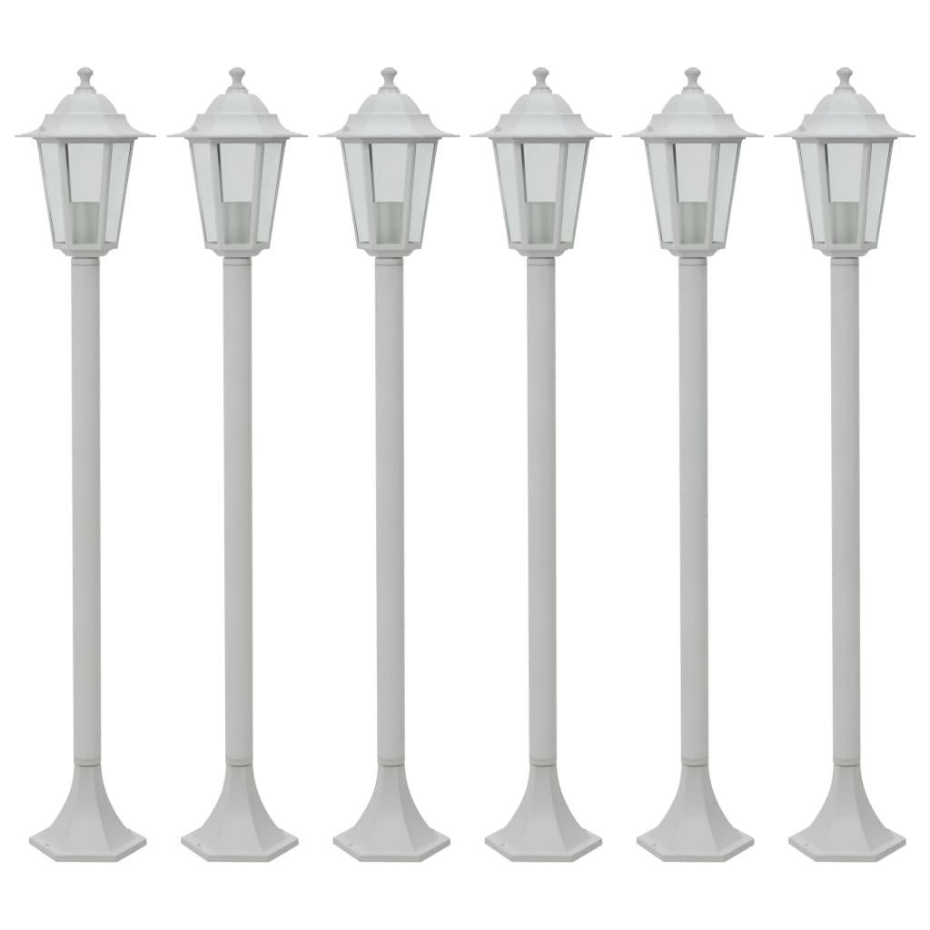 Iluminación de pila Vidaxl para jardín E27 110 cm de aluminio blanco 6 pts