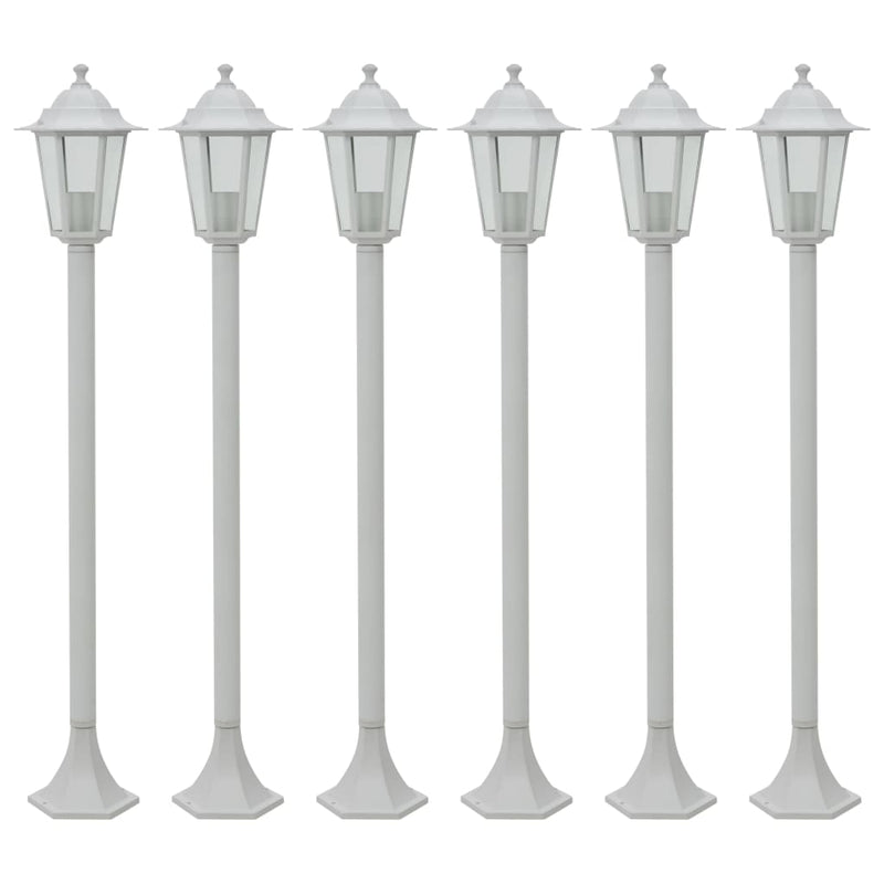 Iluminación de pila Vidaxl para jardín E27 110 cm de aluminio blanco 6 pts