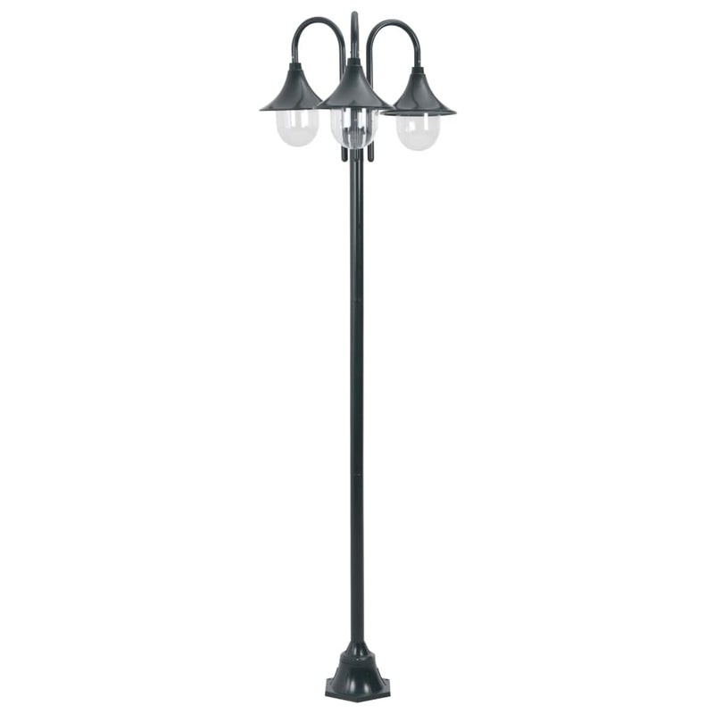 Vidaxl Paal Lighting Garden E27 220 cm in alluminio verde scuro a 3 pezzi