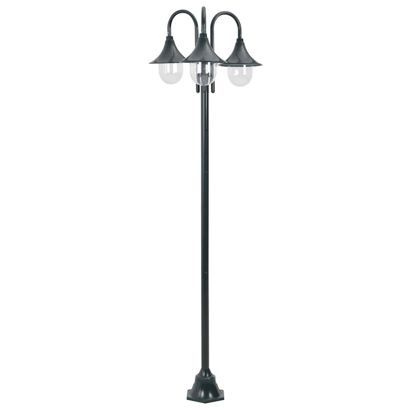 Vidaxl Paal Lighting Garden E27 220 cm de aluminio verde oscuro de 3 piezas