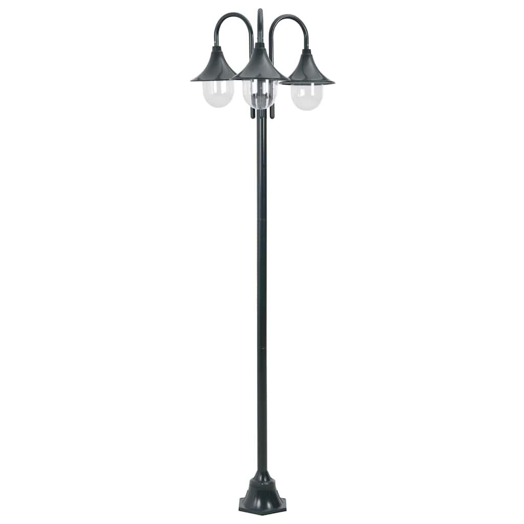 Vidaxl Paal Lighting Garden E27 220 cm in alluminio verde scuro a 3 pezzi