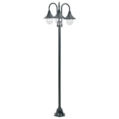 Vidaxl Paal Lighting Garden E27 220 cm de aluminio verde oscuro de 3 piezas