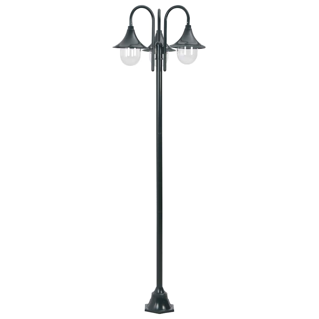 Vidaxl Paal Lighting Garden E27 220 cm de aluminio verde oscuro de 3 piezas
