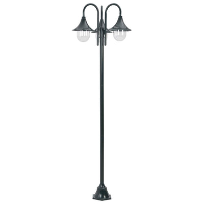 Vidaxl Paal Lighting Garden E27 220 cm de aluminio verde oscuro de 3 piezas