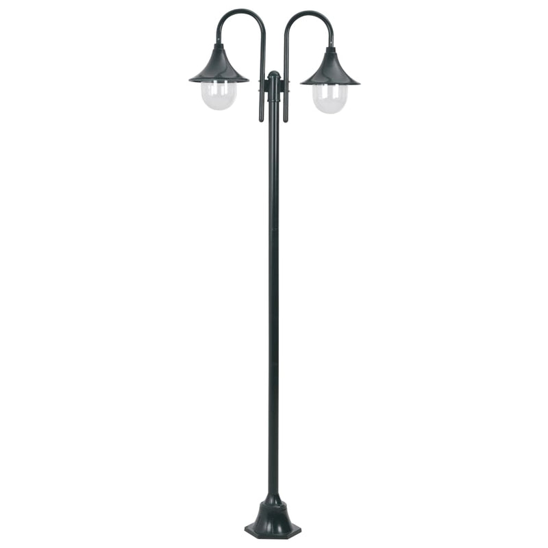 Vidaxl Jardín de iluminación pálida E27 220 cm Aluminio verde oscuro de 2 piezas