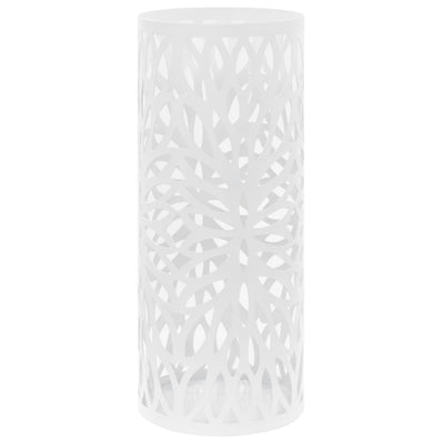 Soporte para paraguas de Vidaxl hojas de acero blanco