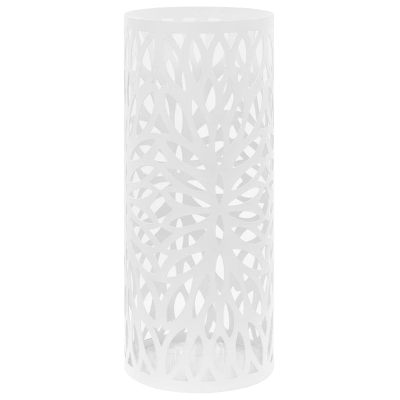 Soporte para paraguas de Vidaxl hojas de acero blanco