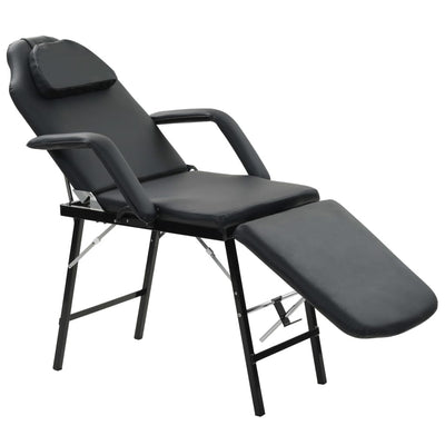 Vidaxl Silla de tratamiento para la cara 185x78x76 cm de cuero artificial negro