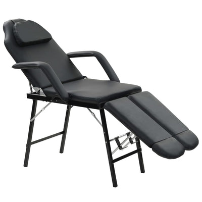 Silla de tratamiento facial de Vidaxl portátil 185x78x76 cm de cuero artificial negro
