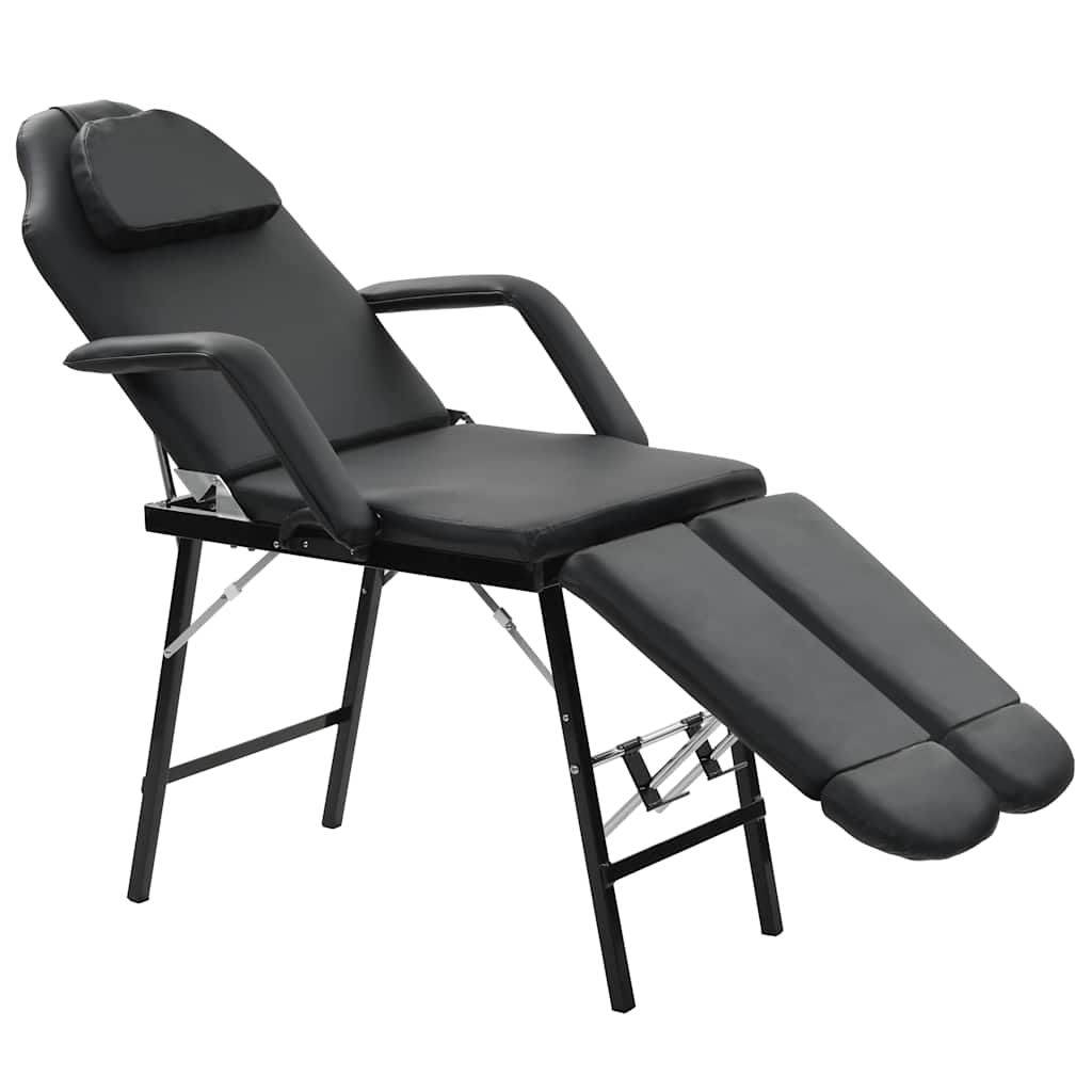 Vidaxl Sedia per trattamento facciale portatile 185x78x76 cm in pelle artificiale nera