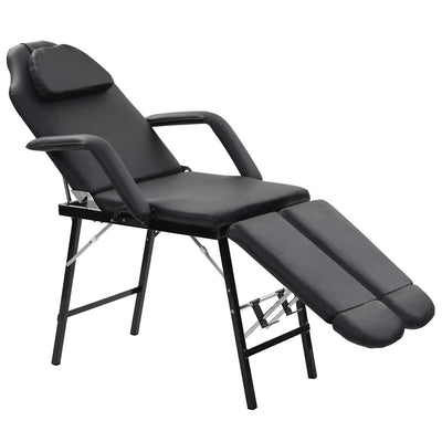 Silla de tratamiento facial de Vidaxl portátil 185x78x76 cm de cuero artificial negro