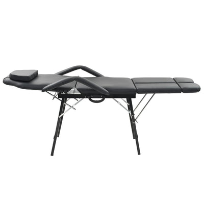 Silla de tratamiento facial de Vidaxl portátil 185x78x76 cm de cuero artificial negro
