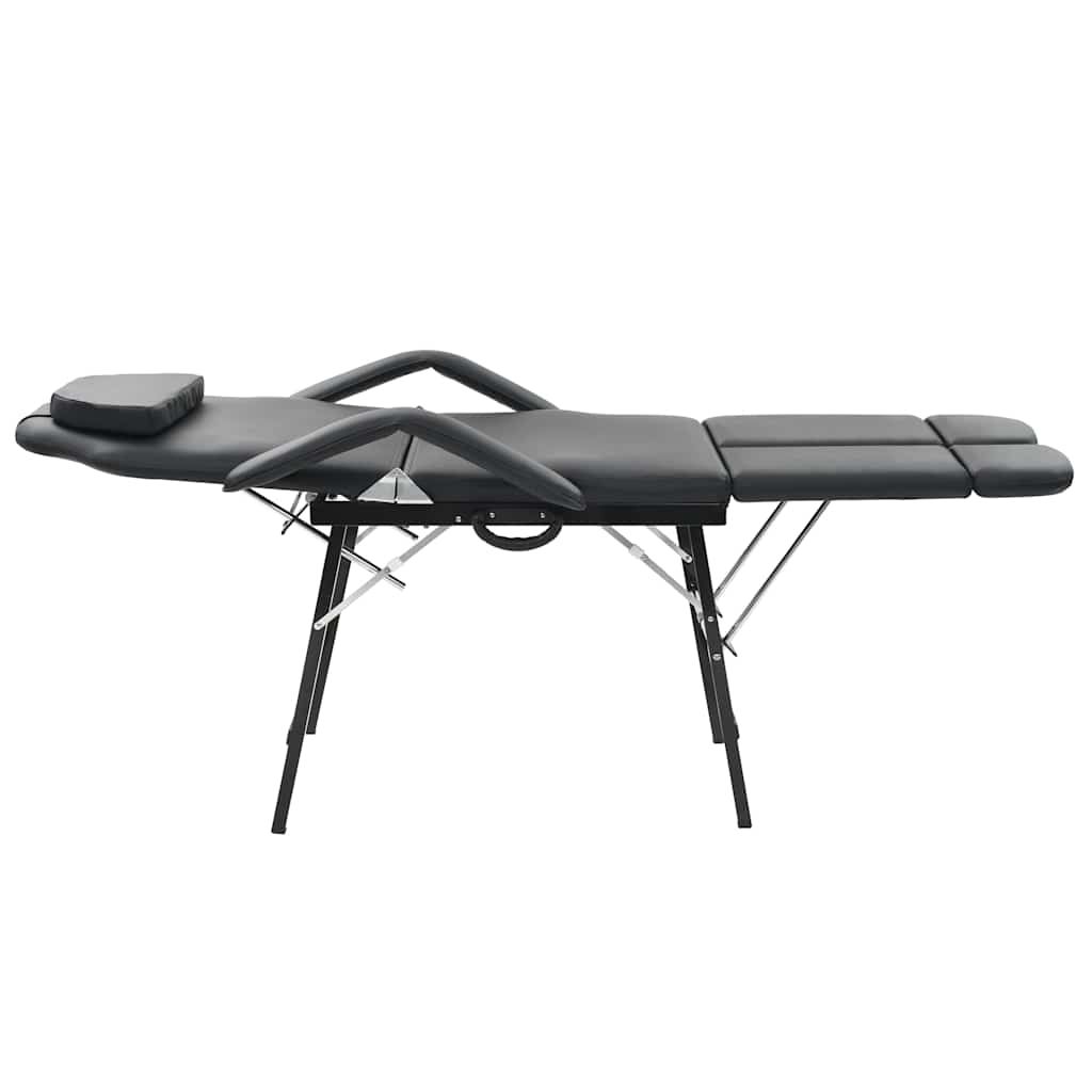 Vidaxl Sedia per trattamento facciale portatile 185x78x76 cm in pelle artificiale nera