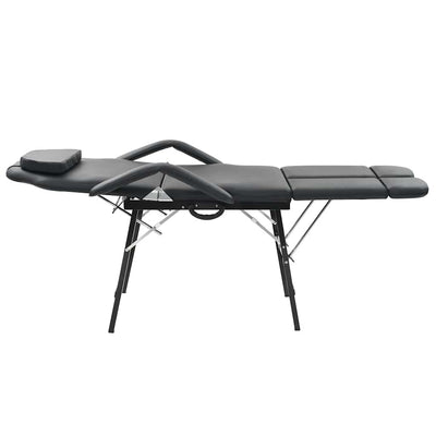 Silla de tratamiento facial de Vidaxl portátil 185x78x76 cm de cuero artificial negro