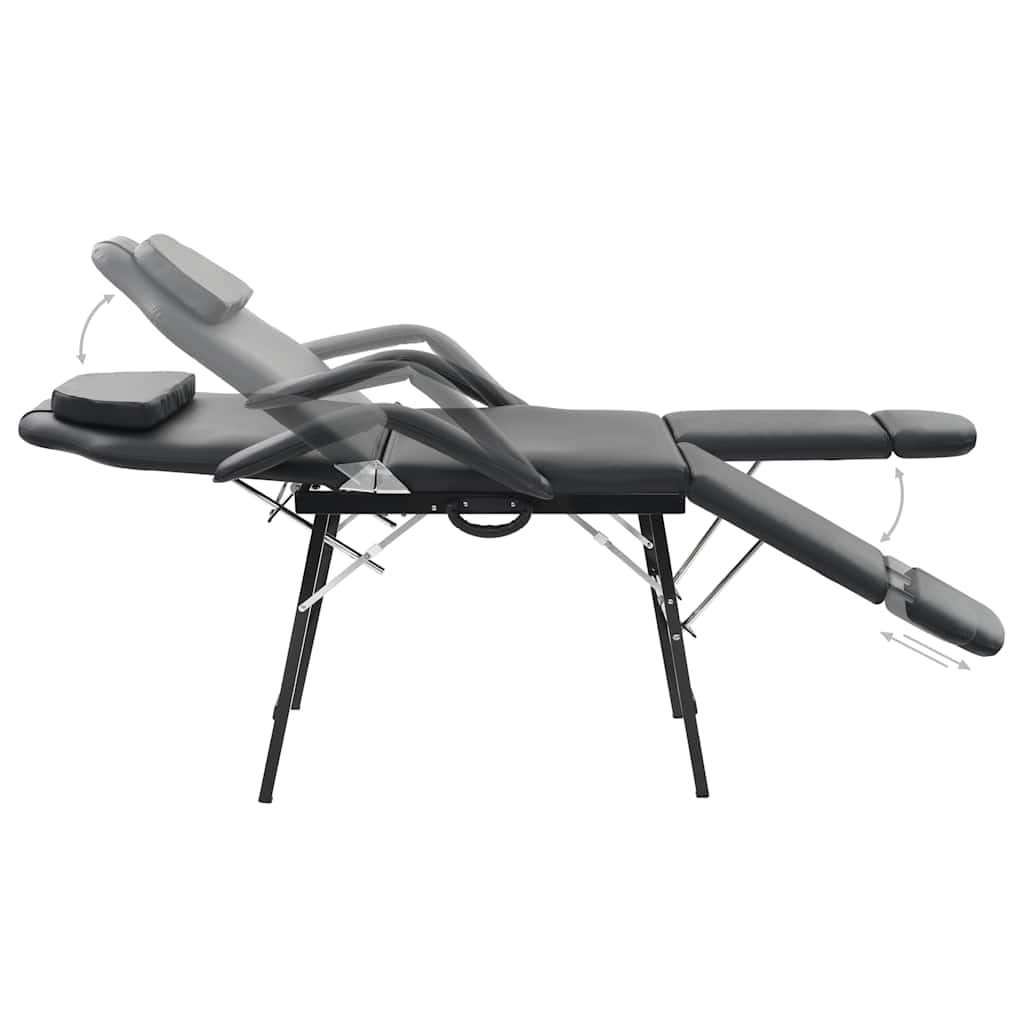 Vidaxl Sedia per trattamento facciale portatile 185x78x76 cm in pelle artificiale nera