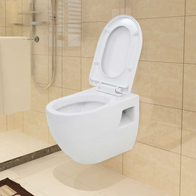 Inodoro de pared vidaxl cerámica blanca