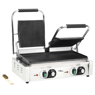 Vidaxl Panini Grill Double Grooved 3600 W 57x30.5x20 cm