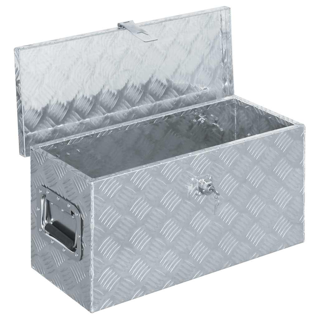 Box in alluminio Vidaxl 61.5x26.5x30 cm di colore argento