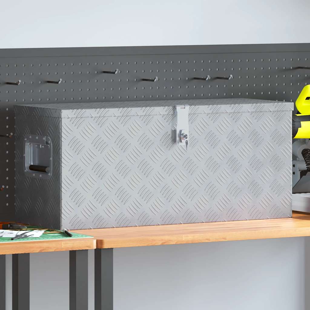 Vidaxl Box de aluminio 80x30x35 cm de color plateado