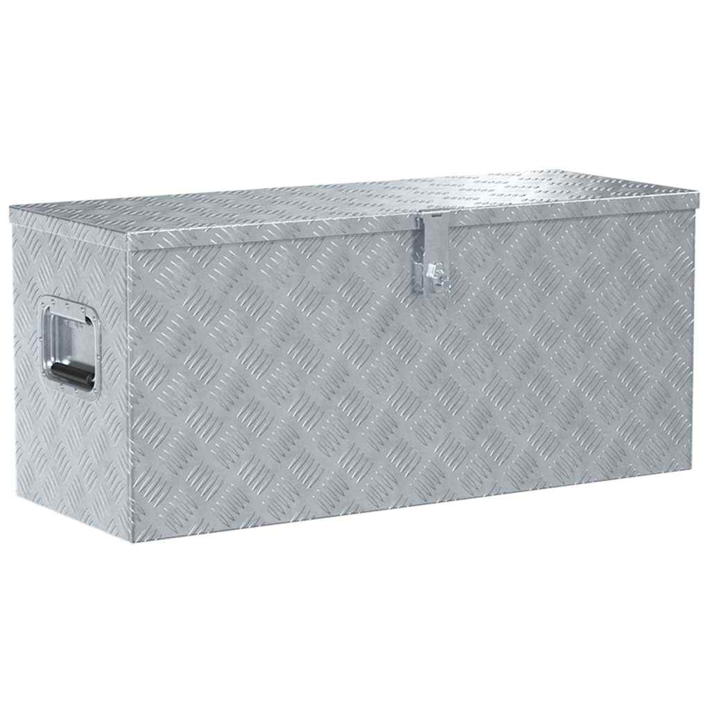 Vidaxl Box de almacenamiento 90.5x35x40 cm de aluminio de color plateado