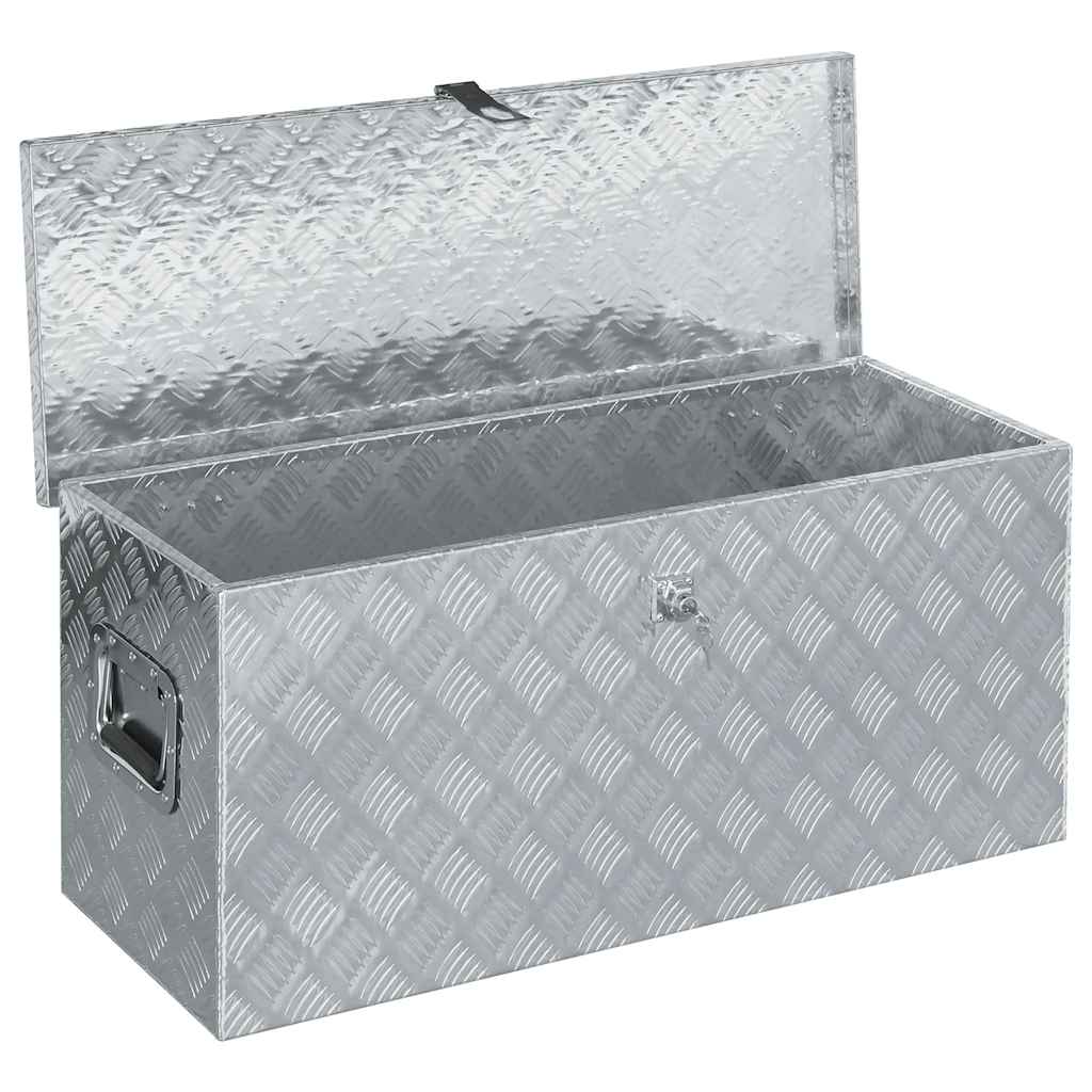 Vidaxl Box de almacenamiento 90.5x35x40 cm de aluminio de color plateado