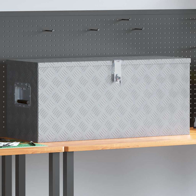 Vidaxl Box de almacenamiento 90.5x35x40 cm de aluminio de color plateado
