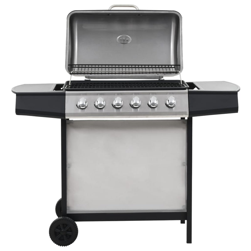 Barbacoa de gas Vidaxl con 6 zonas de cocción de acero inoxidable de color plateado