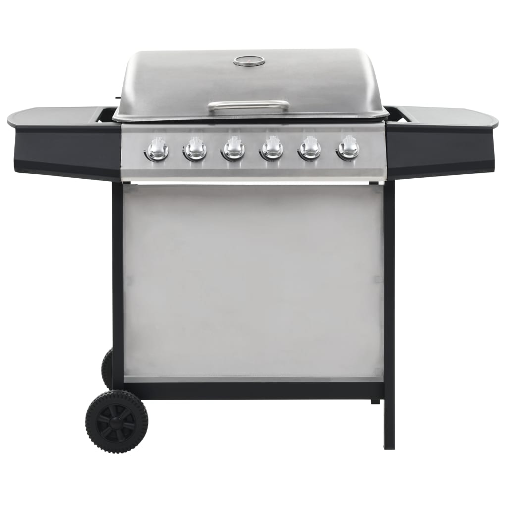 Barbacoa de gas Vidaxl con 6 zonas de cocción de acero inoxidable de color plateado