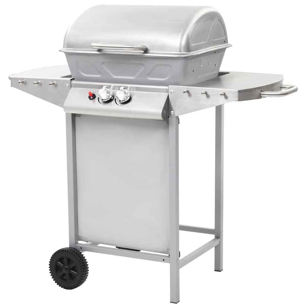 Vidaxl Gasbarbecue y parrilla con 2 zonas de cocción Silver de acero inoxidable