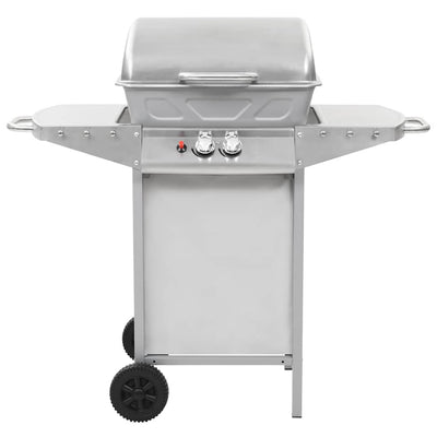 Vidaxl Gasbarbecue y parrilla con 2 zonas de cocción Silver de acero inoxidable