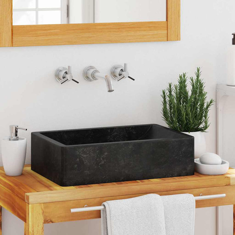 Vidaxl fregadero 45x30x12 cm de mármol alto brillo negro