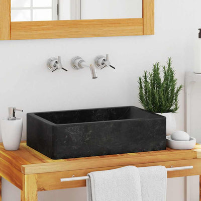 Vidaxl fregadero 45x30x12 cm de mármol alto brillo negro