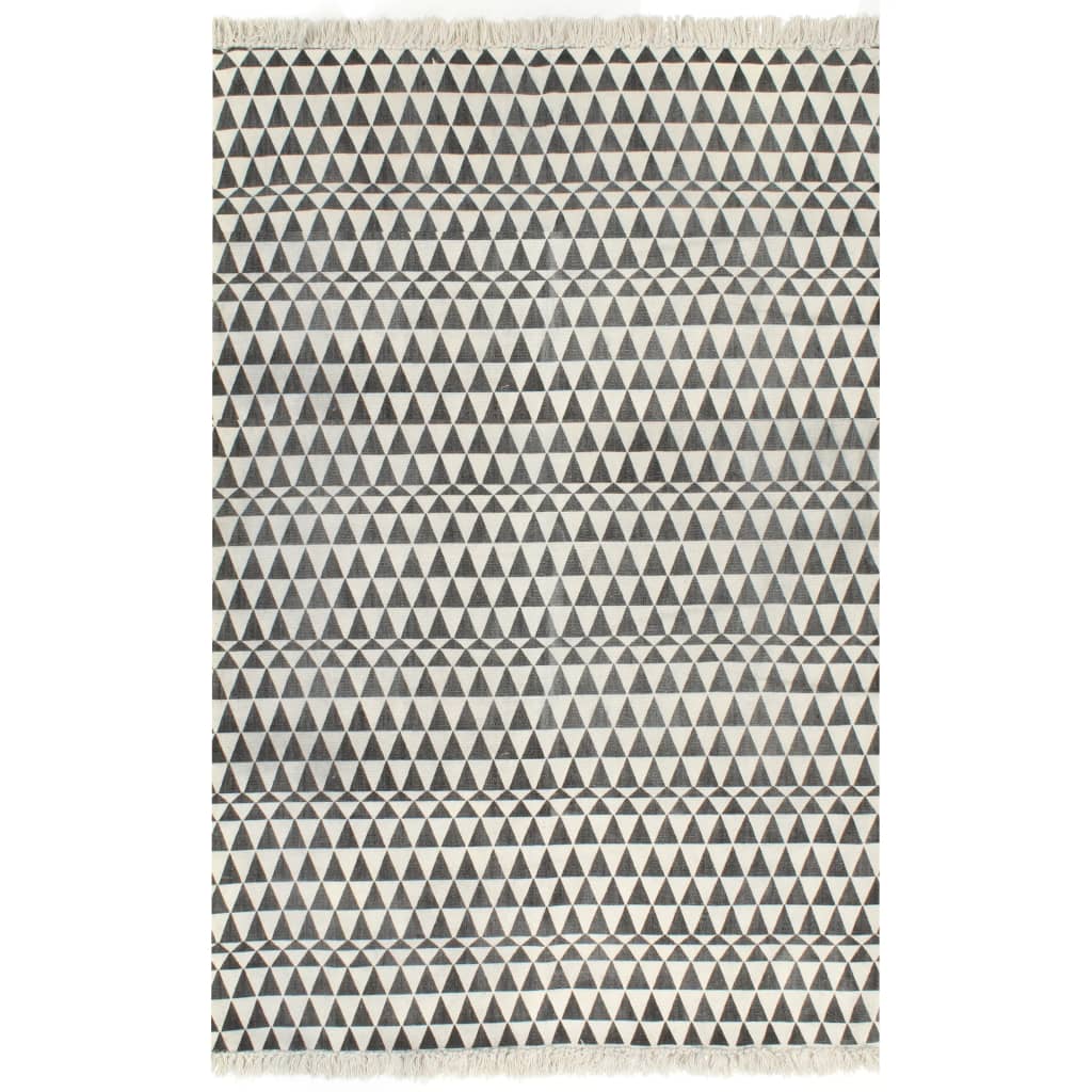 Alfombra Vidaxl Kelim con patrón de 120x180 cm de algodón blanco y negro