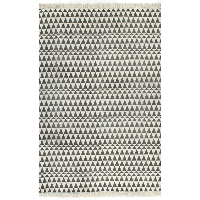 Vidaxl Kelim tappeto con motivo 120x180 cm di cotone bianco e nero