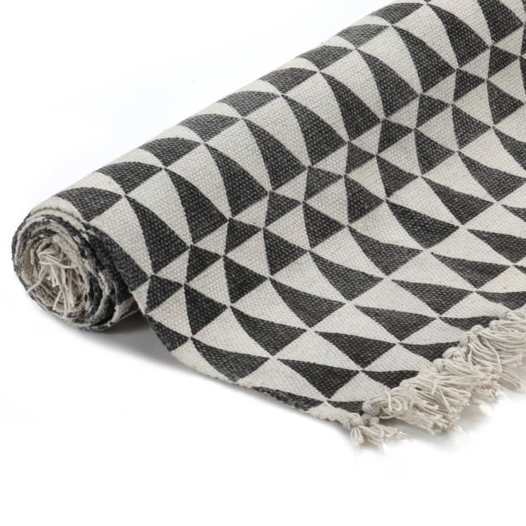 Alfombra Vidaxl Kelim con patrón de 120x180 cm de algodón blanco y negro