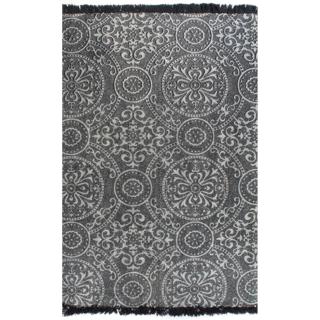 Alfombra Vidaxl Kelim con patrón de 120x180 cm de algodón gris