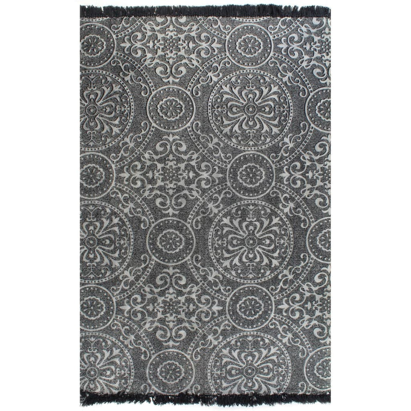 Alfombra Vidaxl Kelim con patrón de 120x180 cm de algodón gris