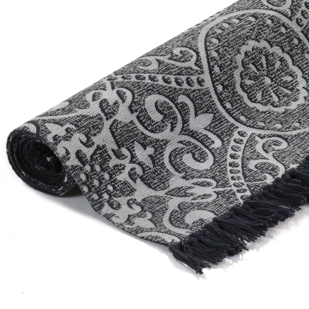 Alfombra Vidaxl Kelim con patrón de 120x180 cm de algodón gris