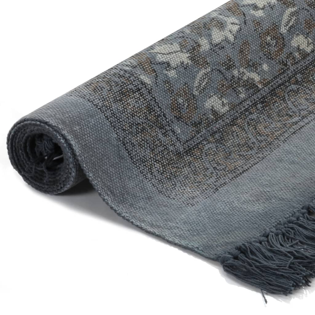 Vidaxl Kelim tappeto con motivo 120x180 cm di cotone grigio