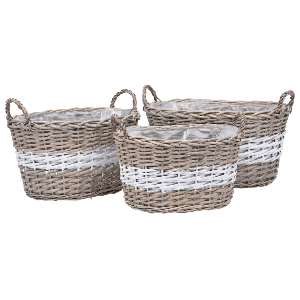 Los plantadores de Vidaxl criaron 3 ST Wicker con forro de PE