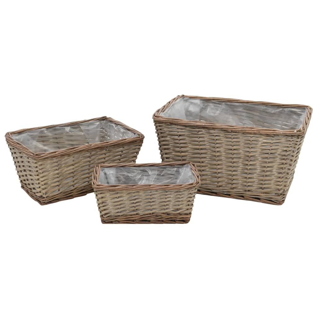 Los plantadores de Vidaxl criaron 3 ST Wicker con forro de PE