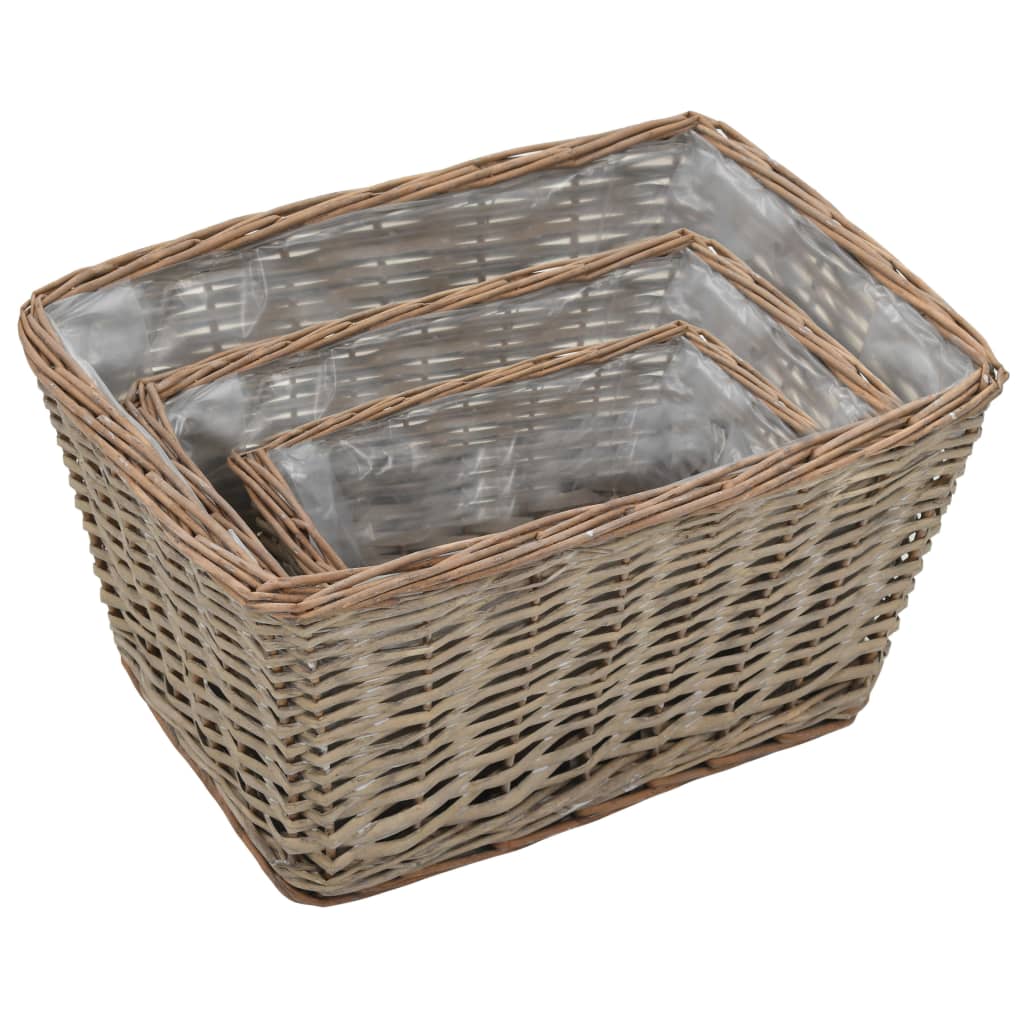 Los plantadores de Vidaxl criaron 3 ST Wicker con forro de PE