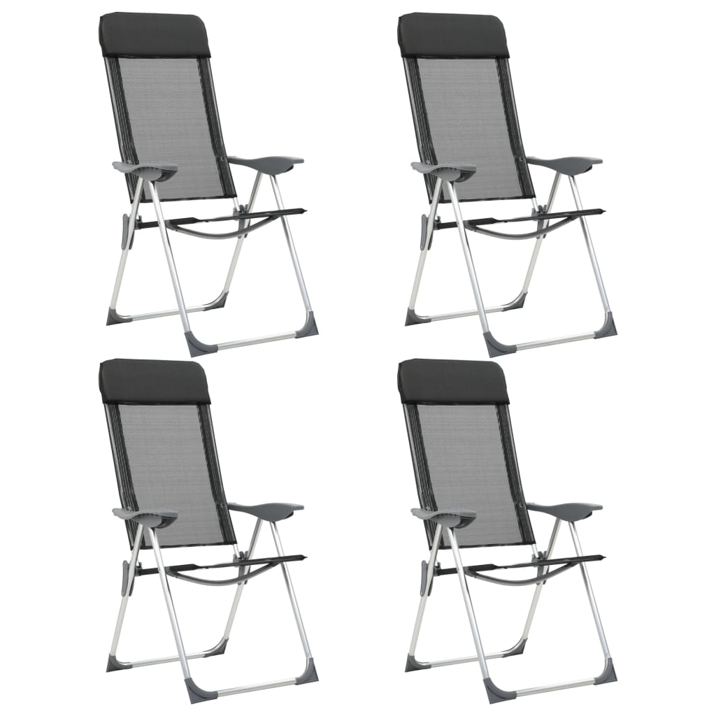 Sillas de campamento Vidaxl aluminio plegable Negro 4 STS