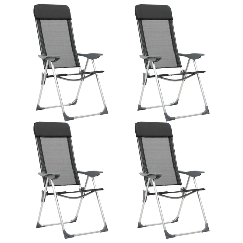 Sedie da campeggio Vidaxl pieghevoli in alluminio nero 4 m