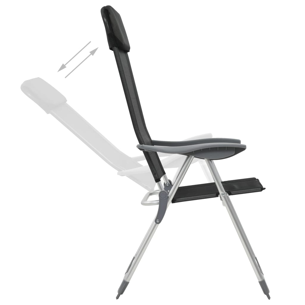 Sillas de campamento Vidaxl aluminio plegable Negro 4 STS