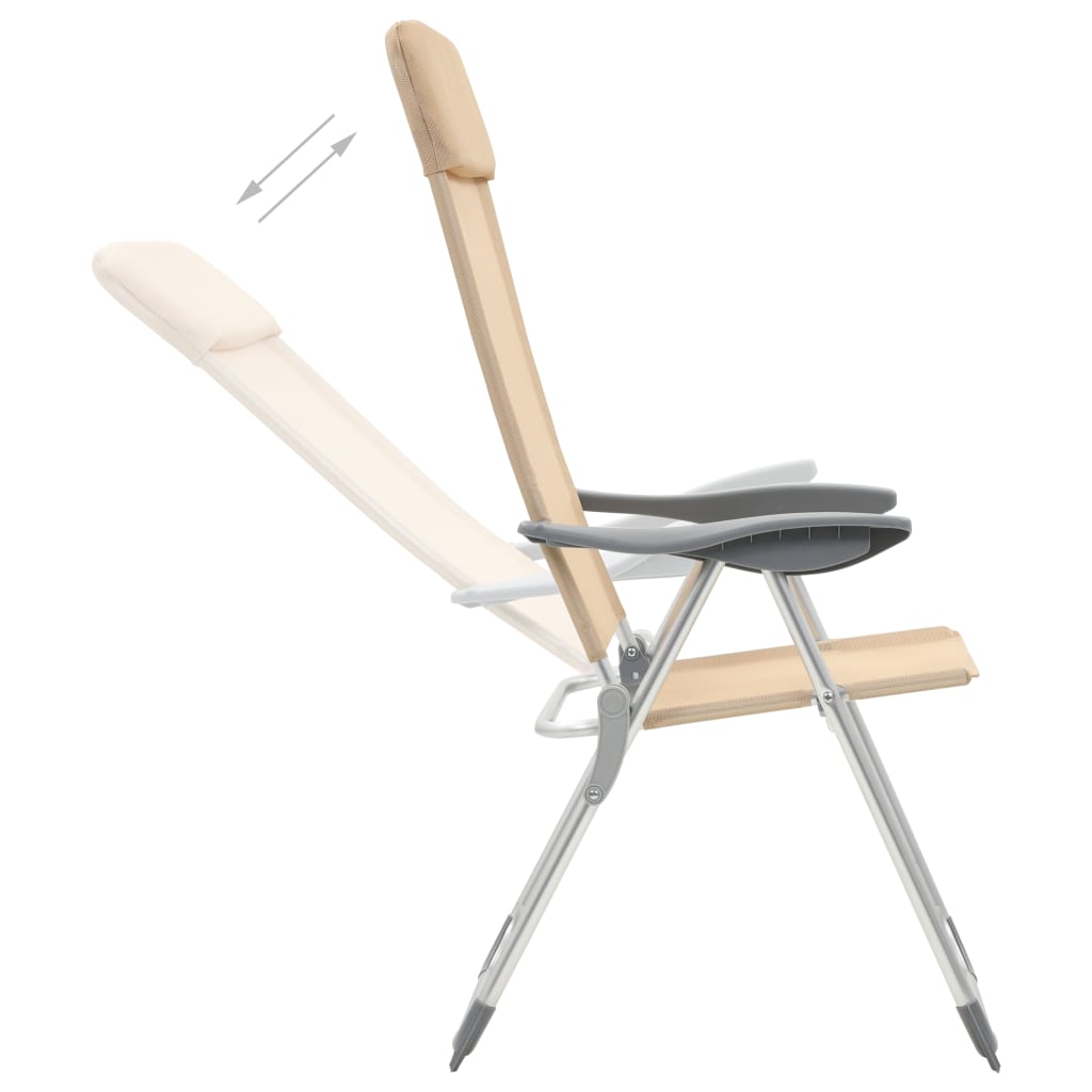 Sedie da campeggio Vidaxl 4 pezzi crema in alluminio pieghevole